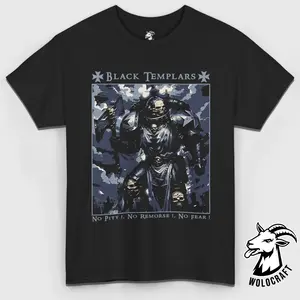 Warhammer 40K Black Templars T-Shirt – Adeptus Astartes Graphic Tee, Gothic Crusader Space Marines Shirt, Unisex Cotton Top for Sci-Fi Gamers & Collectors, Grimdark Fan Apparel
