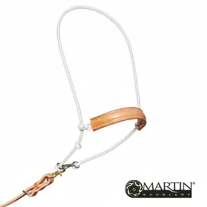 Classic Equine Headset Tiedown - 3/8" Hard Nylon Double Rope with Leather Cover