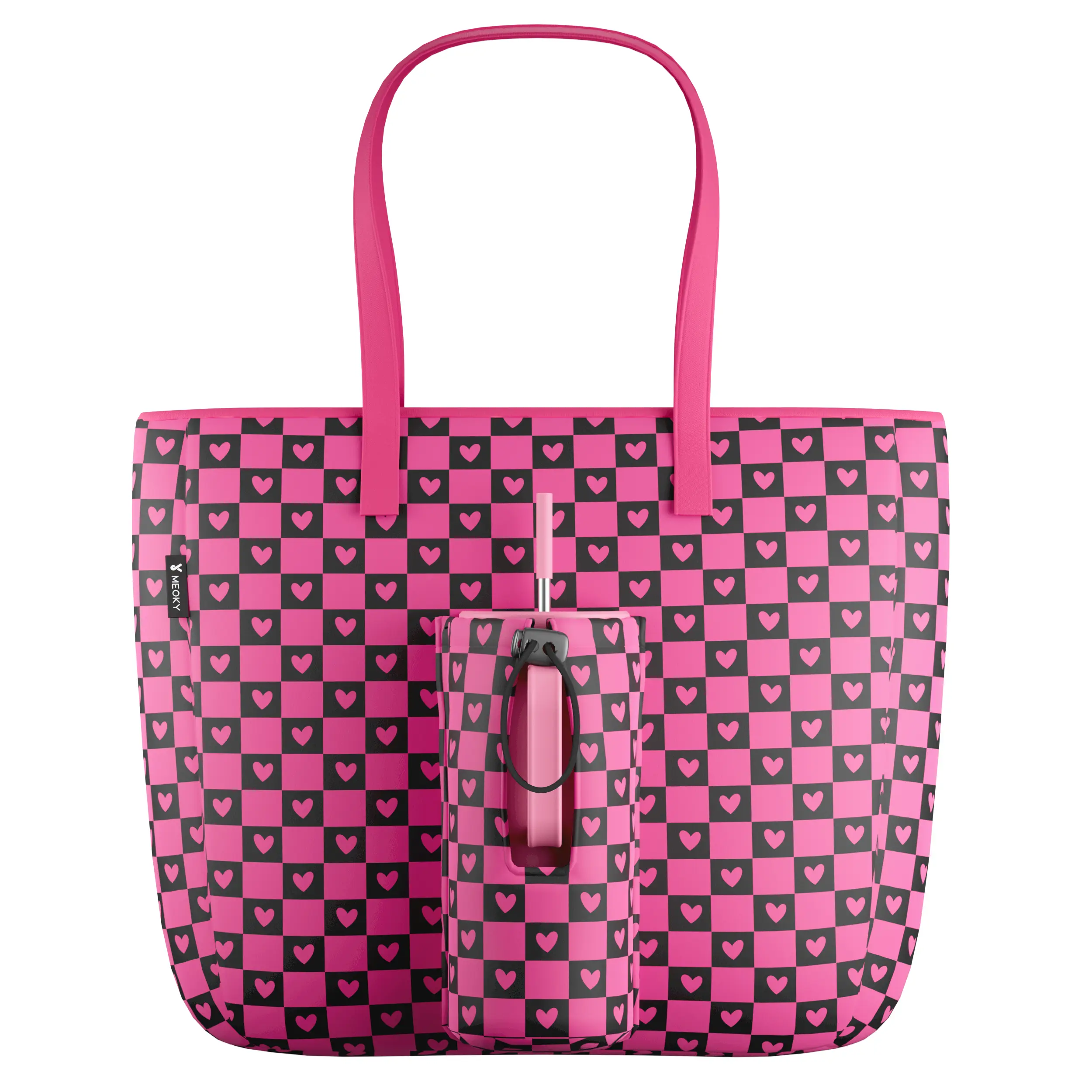 Pink and black checkered heart