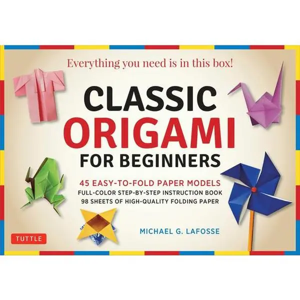 Classic Origami for Beginners Craft & Art Kit - 45 Fun Origami Projects, Full-Color Instruction Book, 98 Gold Foil Folding Paper (8 Different Colors and Patterns), All Essentials Included, For All Ages, Asian Culture and Crafting - Michael G. Lafosse