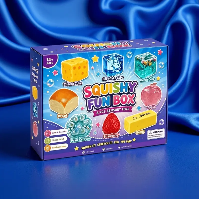 8PCS Squishy Sensory Toys Set, Soft Squeeze Fidget Toys, Stress Relief Toys for Kids and Adults