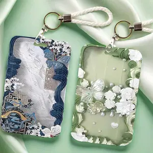 Butterfly & Flower Pattern ID Card Holder, 1 Count Creative Slide Cover Card Protector, Identification Badges & Supplies for Students School Office