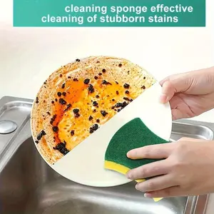 [Soft Bubbly Sponge for Stains] Effective Kitchen Scrubbing Sponge: Non-Scratch, Lint-Free, Soft, And Bubbly for Stubborn Stains Scrubber Sponge