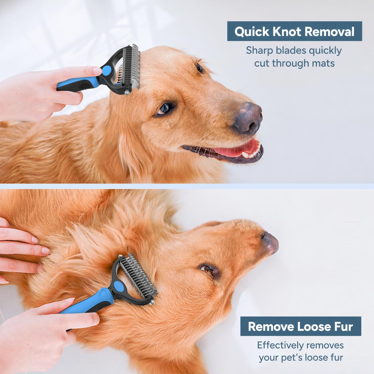 Multi-tooth pet grooming comb - double-sided painless hair removal comb,suitable for dogs and cats,easily combs the undercoat.