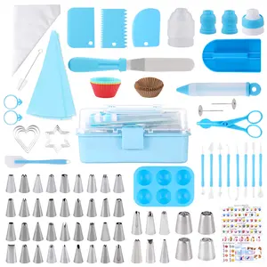 238 Pcs Complete Cake Decorating Set with Storage Box, 50 Disposable Piping Bags, 48 Stainless Steel Icing Tips, Scrapers, Spatulas & More - Professional Baking Tools for Cakes, Cupcakes, Cookies