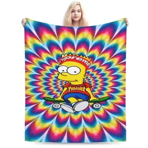 Bart Simpson Anime Blanket,Halloween gift party decoration blanket, suitable for bed, sofa, bedroom, living room, 50 inches x 40 inches