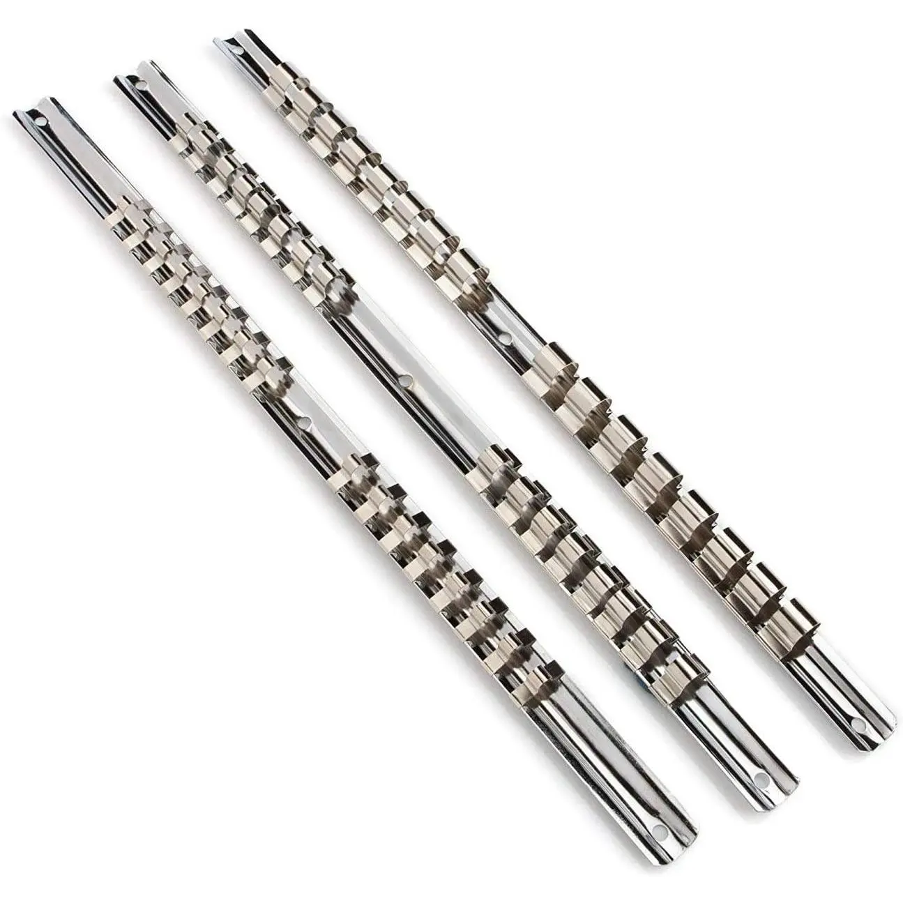Socket Organizer Set  3-Piece Metal Holders/Socket Sliding Rail 1/4-Inch 3/8-Inch 1/2-Inch