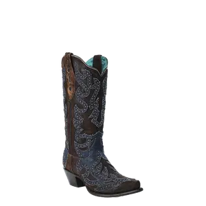 Corral Ladies Denim Inlay Embroidery & Studs Brown Boots Z5283