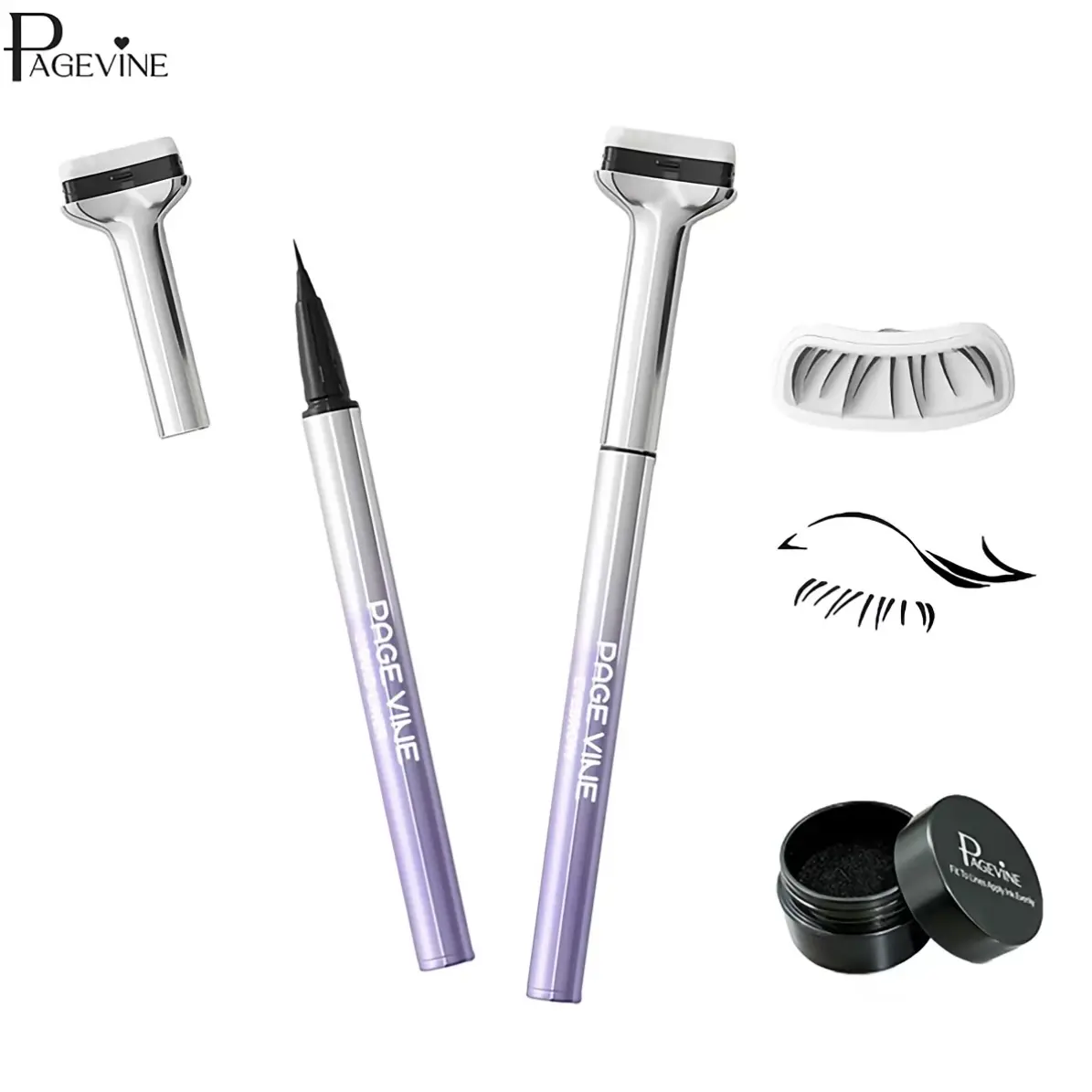 4-in-1 Eye Makeup Tool (Lower Eyelash Stamp +  Eyeliner+4-prong eyebrow pencil) for Adults - Waterproof Ink, Glycerin, Silica, Compact, Easy Application, Natural Makeup Look, Subtle Lash Boost, Long-Lasting Beauty Cosmetics,back to school