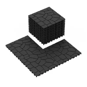 Stone texture Plastic Interlocking Deck Tiles,44PCS,12"x12"Square Waterproof Outdoor All Weather Use, Outdoor and Indoor Patio Decking Tiles