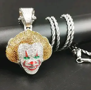 Funny Halloween Classic Circus Clown Pendant Necklace European and American Faux Cool Personality