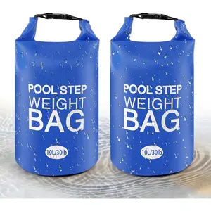 2 Pack 10L/30lb Universal Pool Step Weights 500D PVC Waterproof Swimming Pool Ladder Weights No Breaken Above Ground Pool Ladder Sand Bags, Foldable Pool Stair Weights for Pool Steps(Blue)