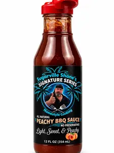 Sugarville Shanes Signature Series Peachy BBQ Sauce – Light Sweet & Smoky – 12oz