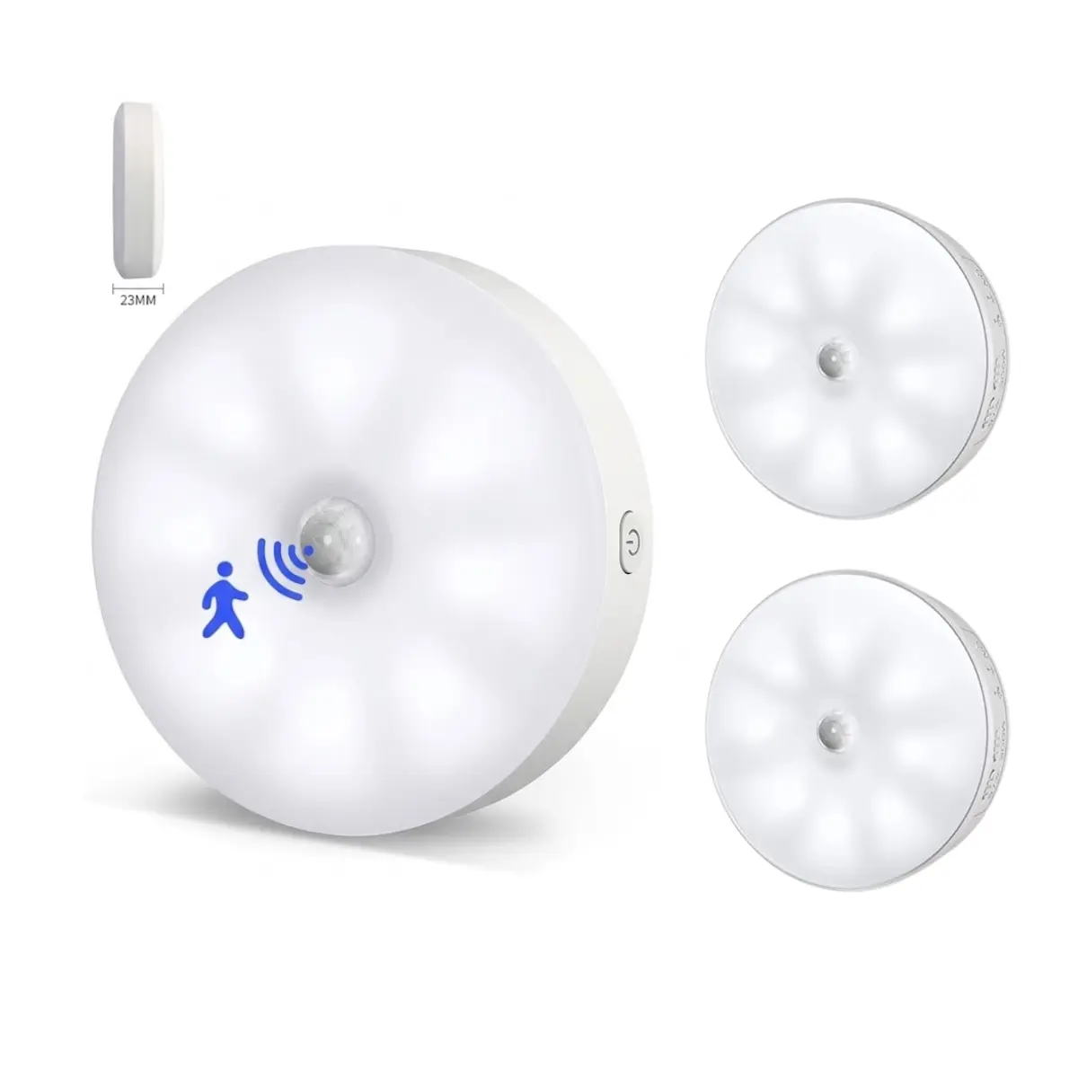 HOMAKEE 2-Pack Wireless Motion Sensor Ceiling Lights - Magnet-Powered Battery-Operated Cordless Plastic Lamps with 8 LEDs Warm Light, Easy Installation, Interactive Controls, Hands-Free Decor for Bathrooms, Closets
