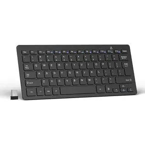 SQ-KBB007 2.4G Wireless Keyboard - Mini Compact Keyboard with Media Hotkeys, 12-Month Battery Life, Compatible with PC, Desktop, Laptop, Smart TV - Black