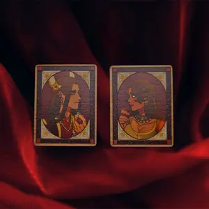 Gold And Rubies - Indian Miniature Diptych Wood Pins (Set of 2)