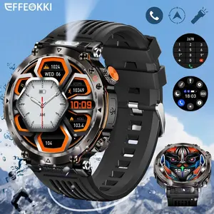 Effeokki HT30 Smart Watch for Men Wireless Call Fitness Tracker 1.7 Inch Full Touch Screen Multiple Sports Mode Compass Flashlight IP68 Waterproof Gift for Birthday Valentine Christmas, Compatible with Android iPhone Touch Screen Smartwatch