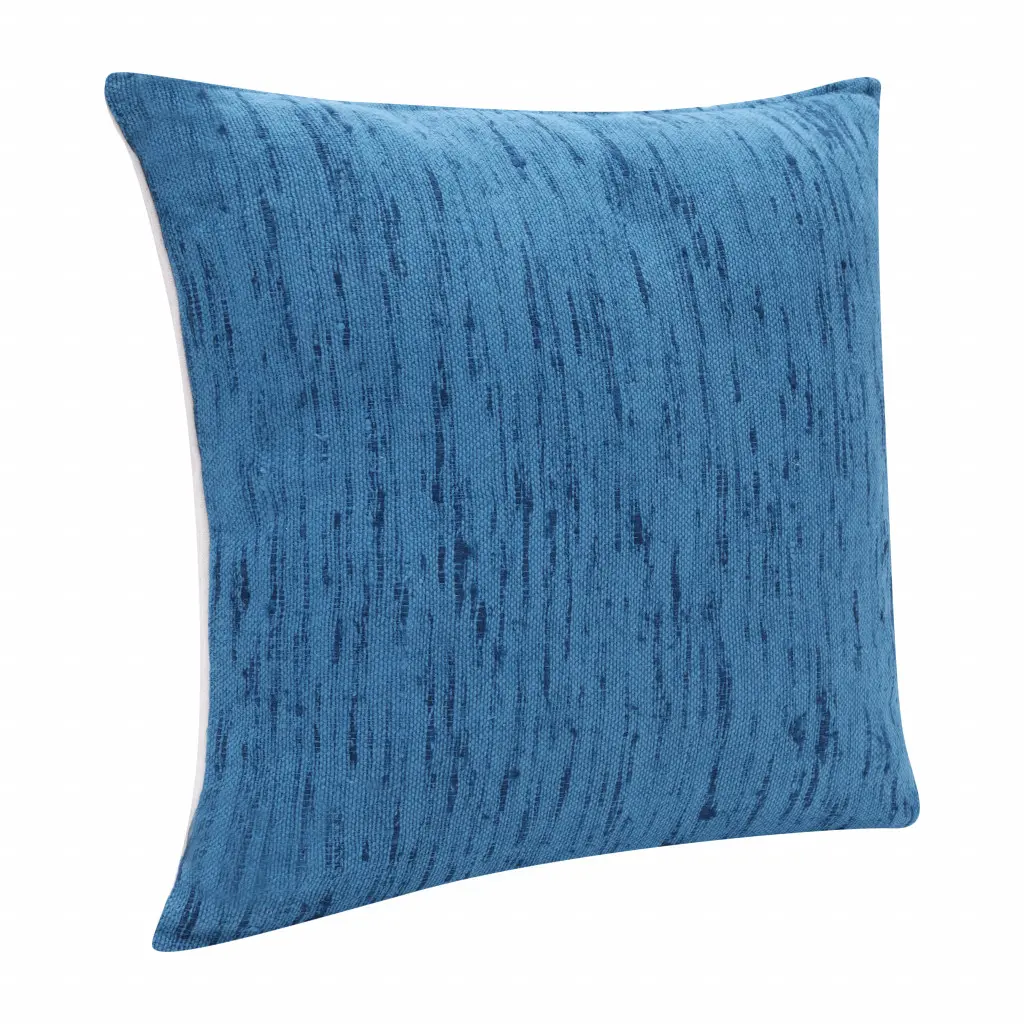 HomeRoots 517059 Solid Blue Zippered Linen Square Throw Pillows - Set of 2, 4x20x20 in, for Room Decor, Square Shape