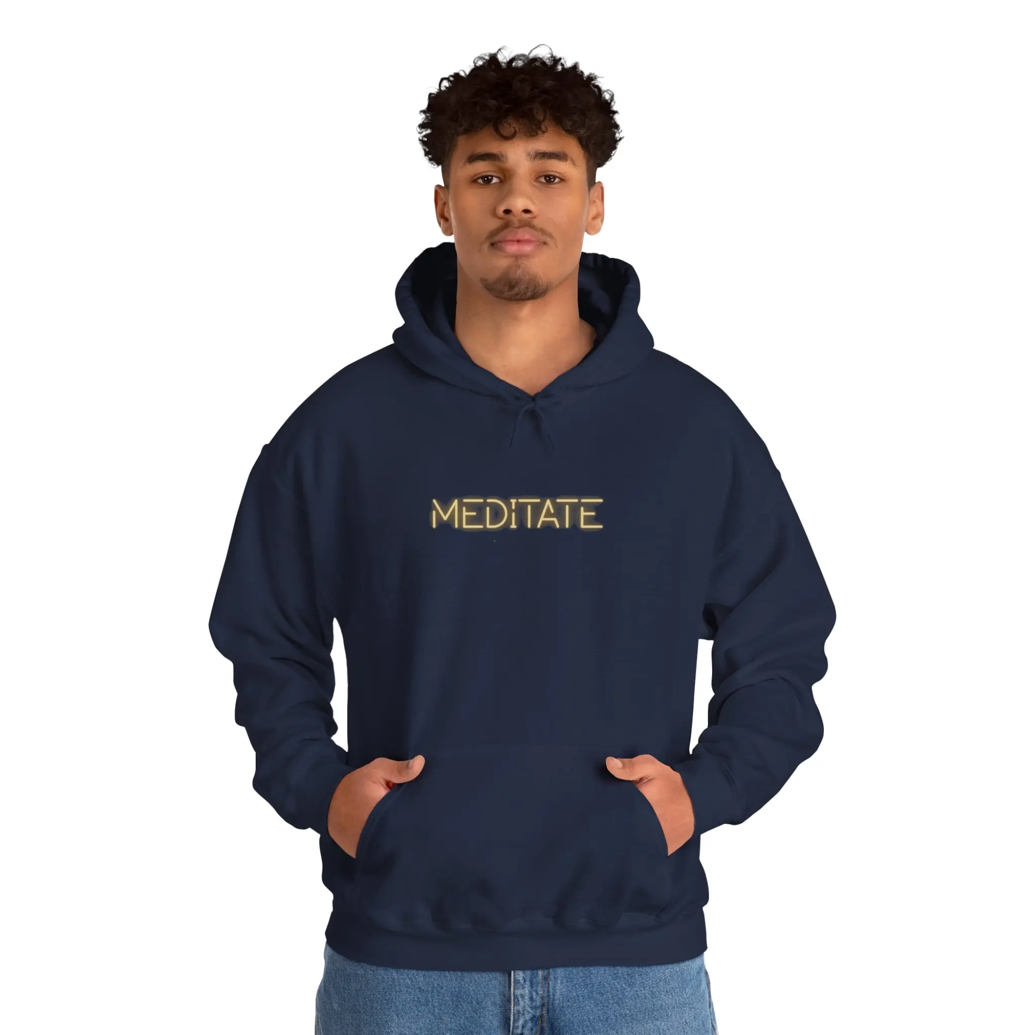 Meditate Buddha Hoodie, Zen Hooded Sweatshirt, Yoga Meditation Pullover, Mindful Hoodie, Spiritual Sweatshirt Cotton Menswear