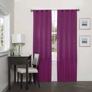 ECLIPSE Room Darkening Curtains for Bedroom - Darrell 37" x 84" Thermal Insulated Single Panel Rod Pocket Light Blocking Curtains for Living Room, Boysenberry