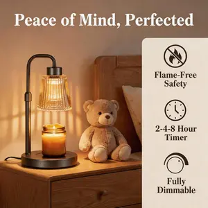 Timed wax melting lamp with 4-level / stepless dimming, height-adjustable candle warmer lamp. Made of premium metal, fits most candle sizes perfectly. Ideal home decor, great gift for Mother’s Day and ladies’ birthdays. Comes with 2 replacement bulbs
