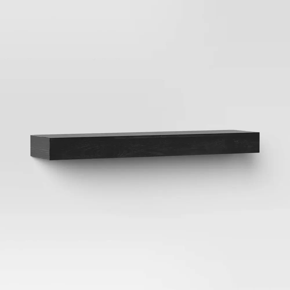 24" Floating Light Wood Shelf Black - Threshold: Painted Wall-Mounted Storage Includes Anchors & Brackets