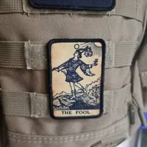the fool tarot card goth  2"x3" morale patch with hook and loop backing