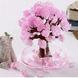 1PC Artificial cherry tree, Flowering Magic Growth Tree, Heart-shaped Flower Bouquet Decoration Piece, Valentine's Day, Mother's Day, Small Gift, DIY Desktop, Home Decoration, Magical Watering Flowering Tree, Festival Party, 6-24 Hours Crystalli