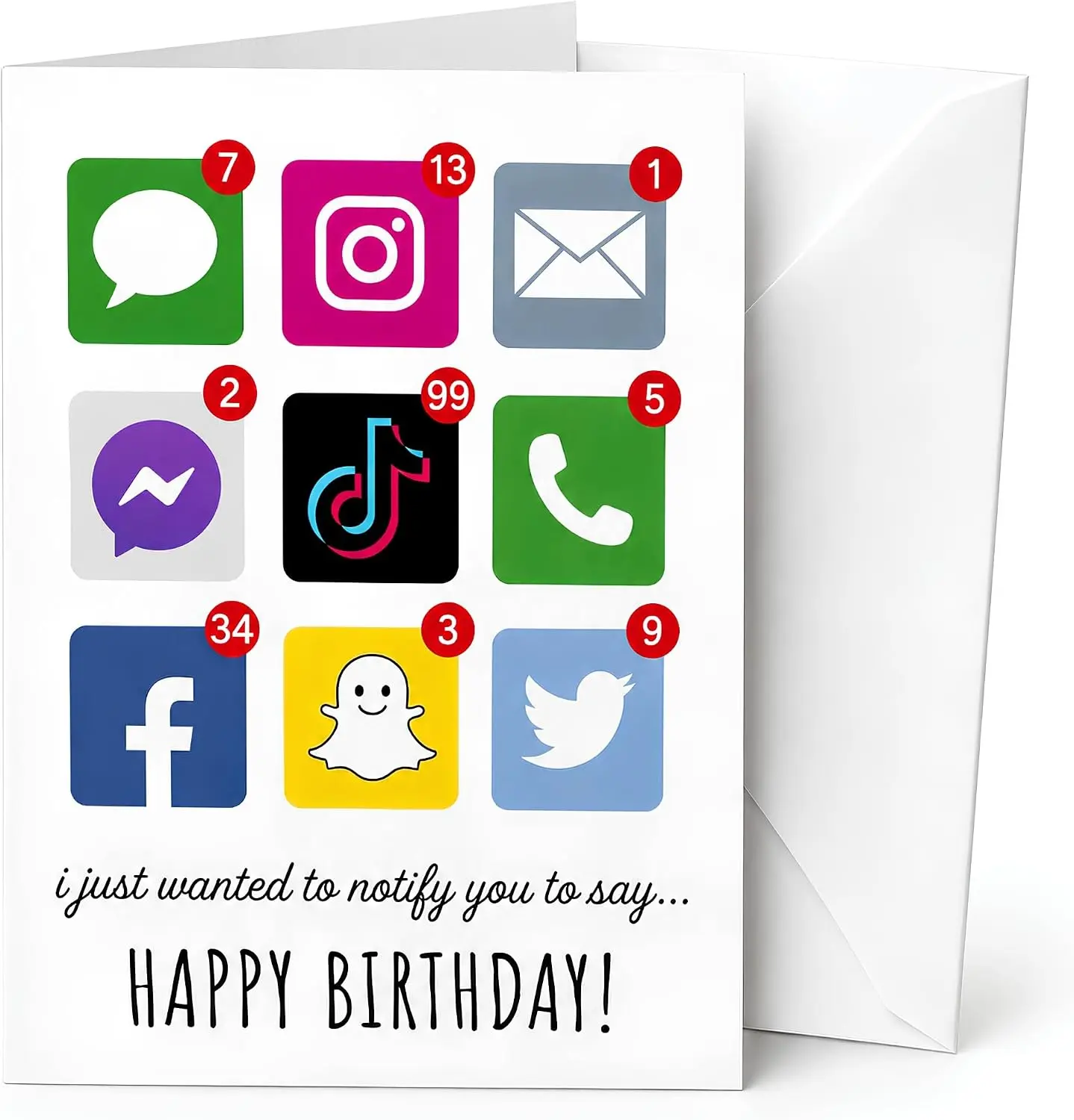 Funny Social Media Birthday Card | Notification-Themed 5x7 Greeting Card | for Teens & Adults