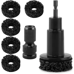 Wheel Hub Cleaning Tool,  Hub Cleaning Kit with 5 Pads, Wrenches Quick Rust Removal for Lug Studs and Rotors, Fits Power Drill or 1/2"  Driven