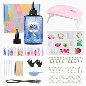 UV Resin Jewelry Making Kit, 84 Pieces Nail Art Set, Includes 100g UV Resin and LED Lamp, DIY Craft Supplies, Perfect Gift
