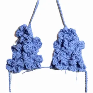 Flower Bikini Top - Cerulean Crochet Design with Adjustable Straps for Women