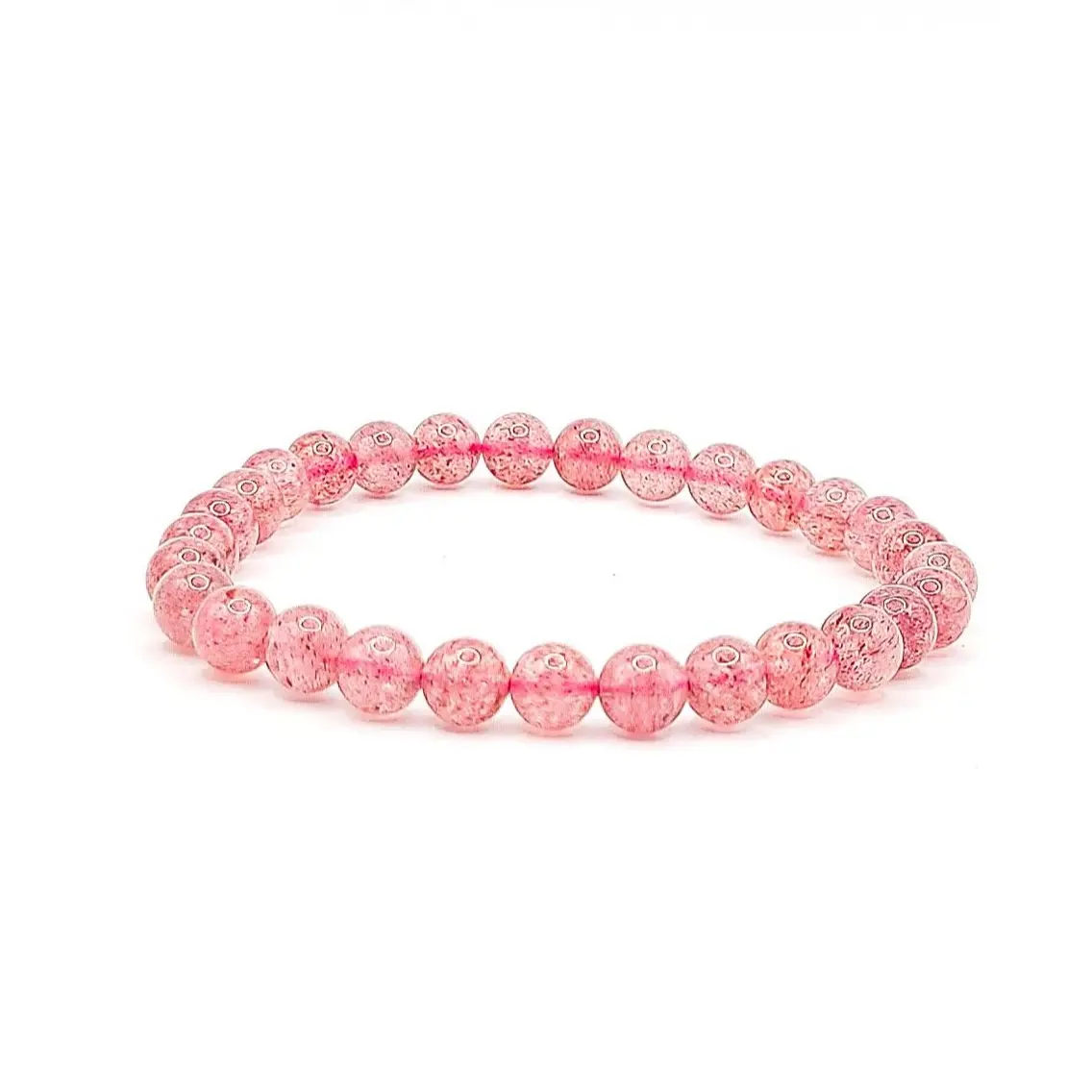 Strawberry Quartz Bracelet for Women - 7mm beads  | Natural Gemstone Manifestation Bracelet |  Gemstone Jewelry | Women's Natural Crystal Bracelet Chakra Crystal Agate Bracelet Intention Stone Bead Bracelet Unisex