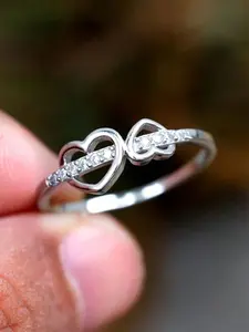 1 PC Gorgeous Cubic Zirconia Heart Cluster Ring Zirconia Inlaid Heart For Women For Mother's Day Gift Party Jewelry