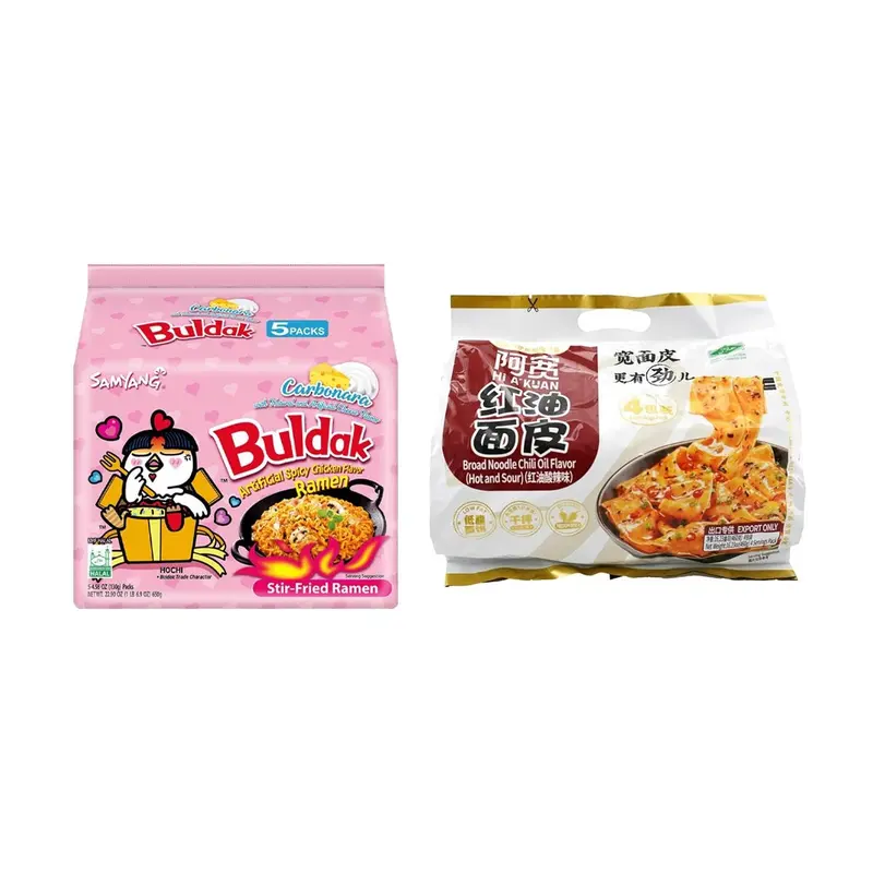 BAIJIA Korean SAMYANG Buldak Cream Cheese Spicy Noodles 650g + Chenji Akun Spicy Red Oil Noodle Skin 460g