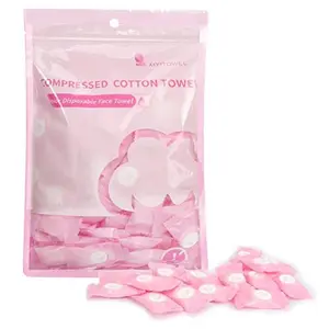 100 PCS Pink Compressed Cotton Towel Tablets - Disposable Face Towels, Eco-Friendly Travel Must Haves, Portable Coin Tissue for Home Supplies, Outdoor Activities