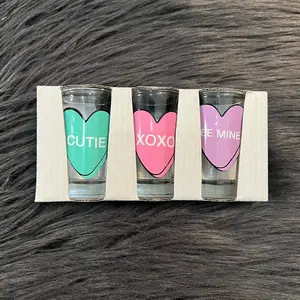 Candy heart trio shot glass set Valentines Day Gift Galentines Day Gift