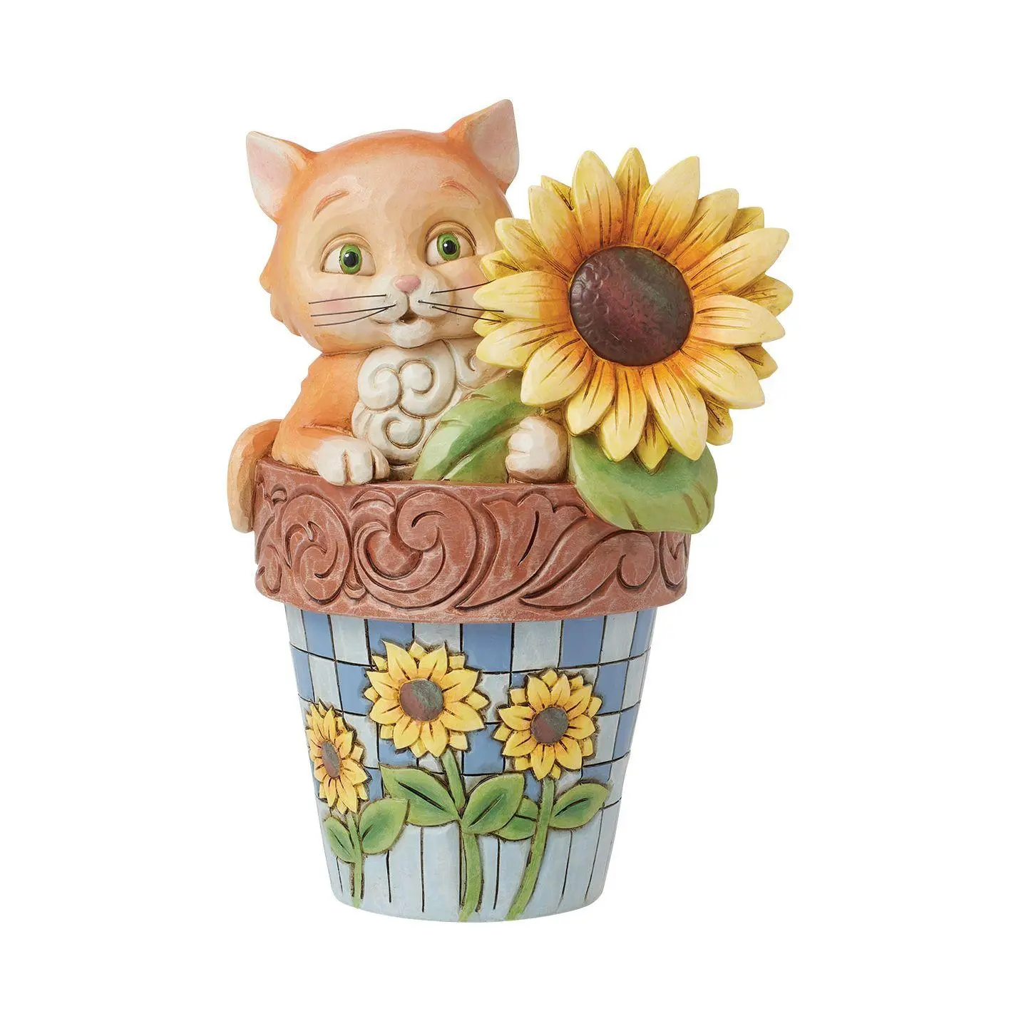 Jim Shore Cat in Flowerpot Figurine 6.9in H
