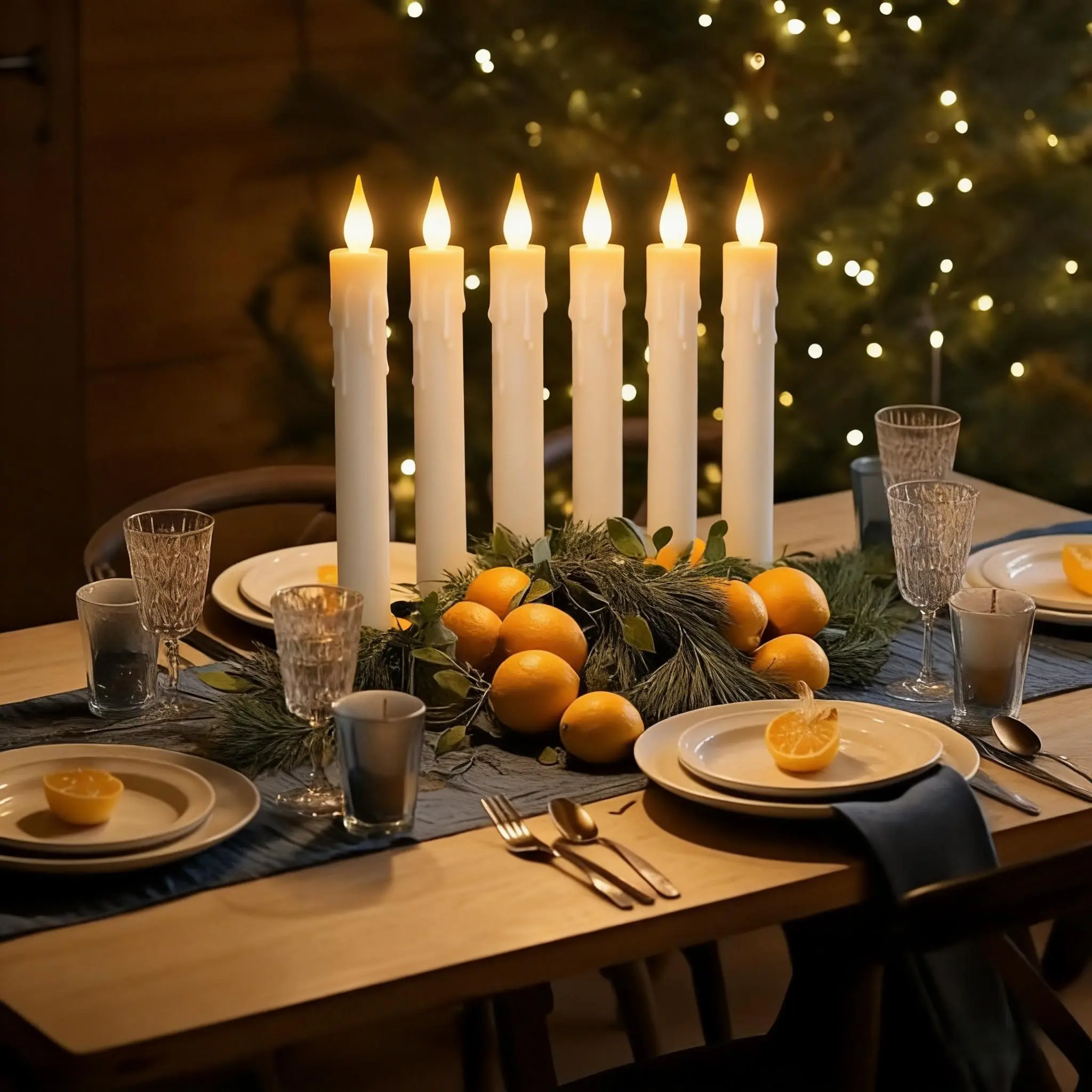 6pcs Ivory Flameless LED Candle Lights - Dimmable, Adjustable Flicker, Remote Control - Decorative Lights for Dining Table, Birthday Home Decor