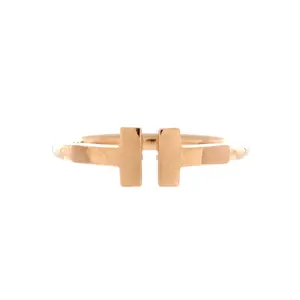 Pre-owned Tiffany & Co. T Wire Ring 18K Rose Gold by Rebag