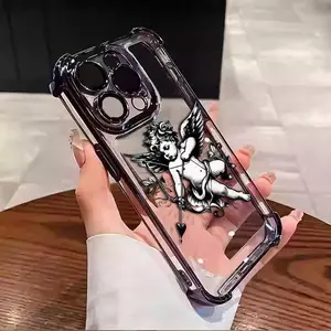 Vintage Cupid Protective Phone Cases for iPhone 17 16 15 14 13 12 11 PRO, Four-corner anti drop Protection Transparent Soft Silicone Phone Cover