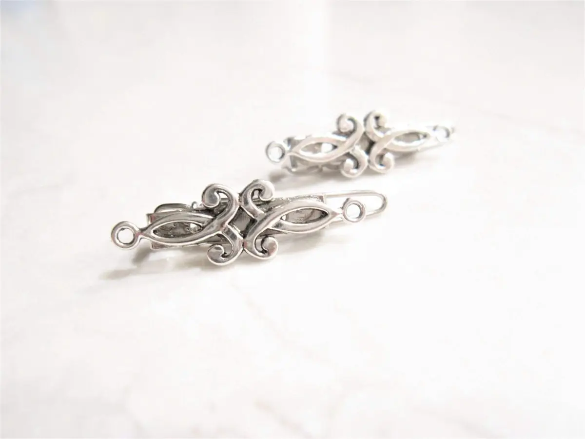 Extra tiny small silver metal slim hair pin clip barrette (set of two)