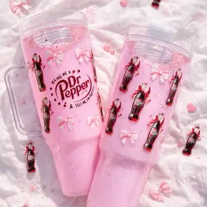 JCH HYDRATE 40oz Double Walled Tumbler – Aesthetic Cup with Lid & Plastic Straw, Iced Coffee Glass, Cute Gift for Her Water Bottle Drinkware Portable Washable Reusable Mug