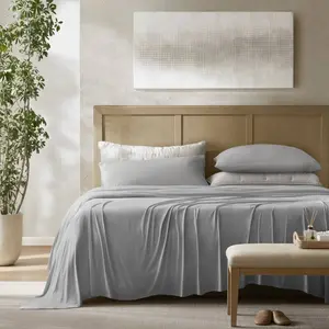 360 Stand Stretch Jersey Sheet Set - Grey, California King Size, 4-Piece, Nylon Spandex, Moisture Wick, for California King Bed, Knit Stretch