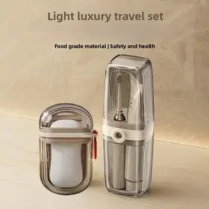 Portable Soap Dish Travel Cup, Drainable Soap Holder, Toothbrush Cup, Couple Bathroom Set, Toothpaste Brush Organizer