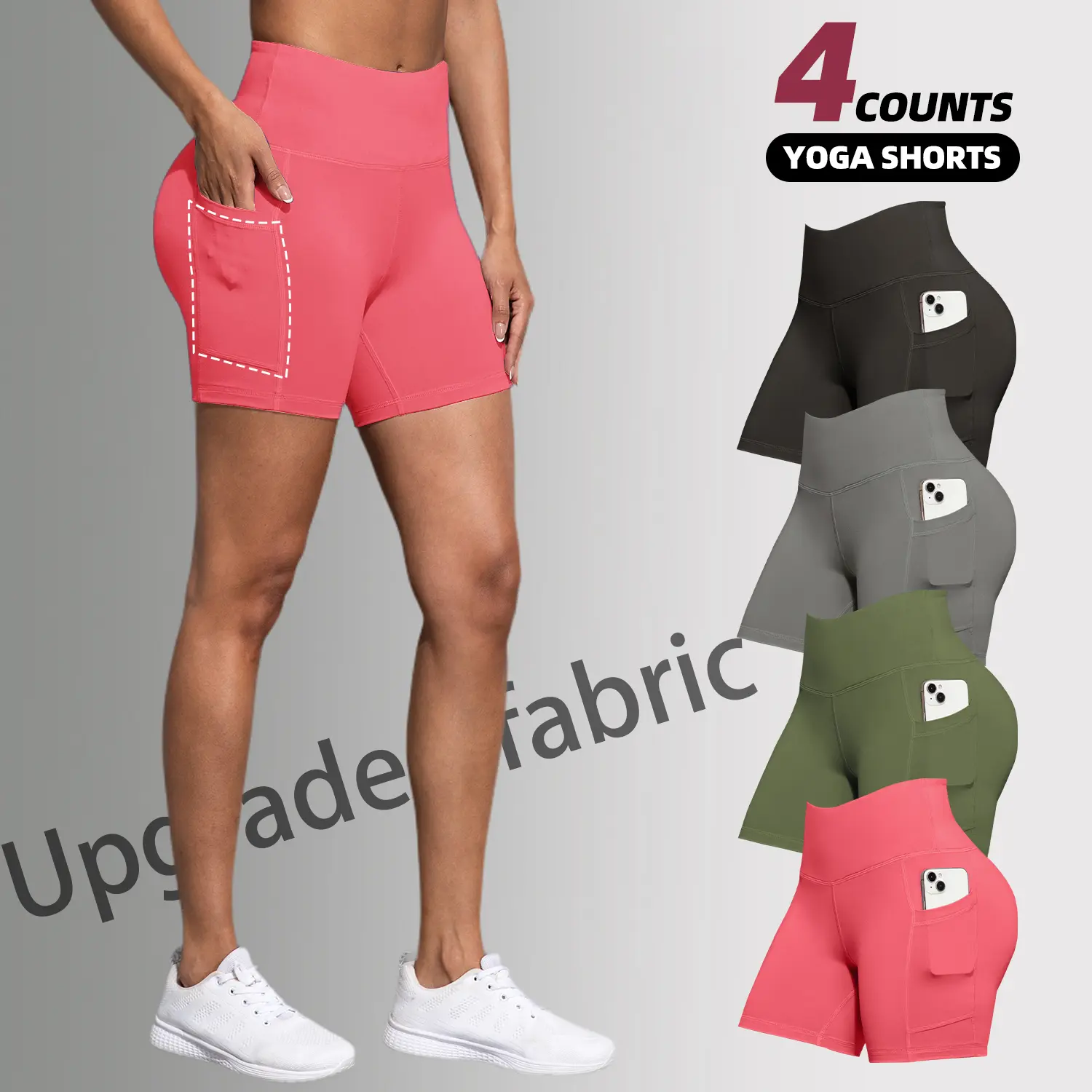 Black + Dark Gray + Army Green + Watermelon Red