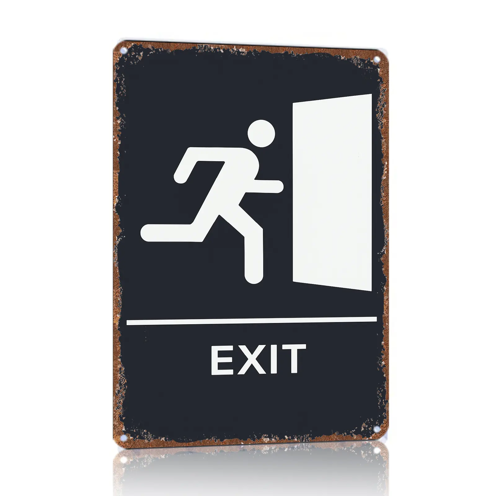 Vintage Durable Aluminium Exit Sign Wall Art - Metal Plaque with Safety Running Man, 12x8 in Universal Home Decor for Commercial Bars, Garage Man Cave Gifts