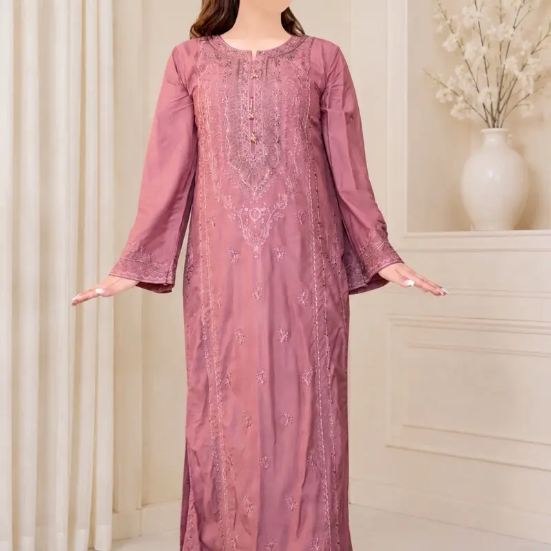 Women's Pakistani 2-Piece Embroidered Salwar Kameez - Dusty Rose Pink