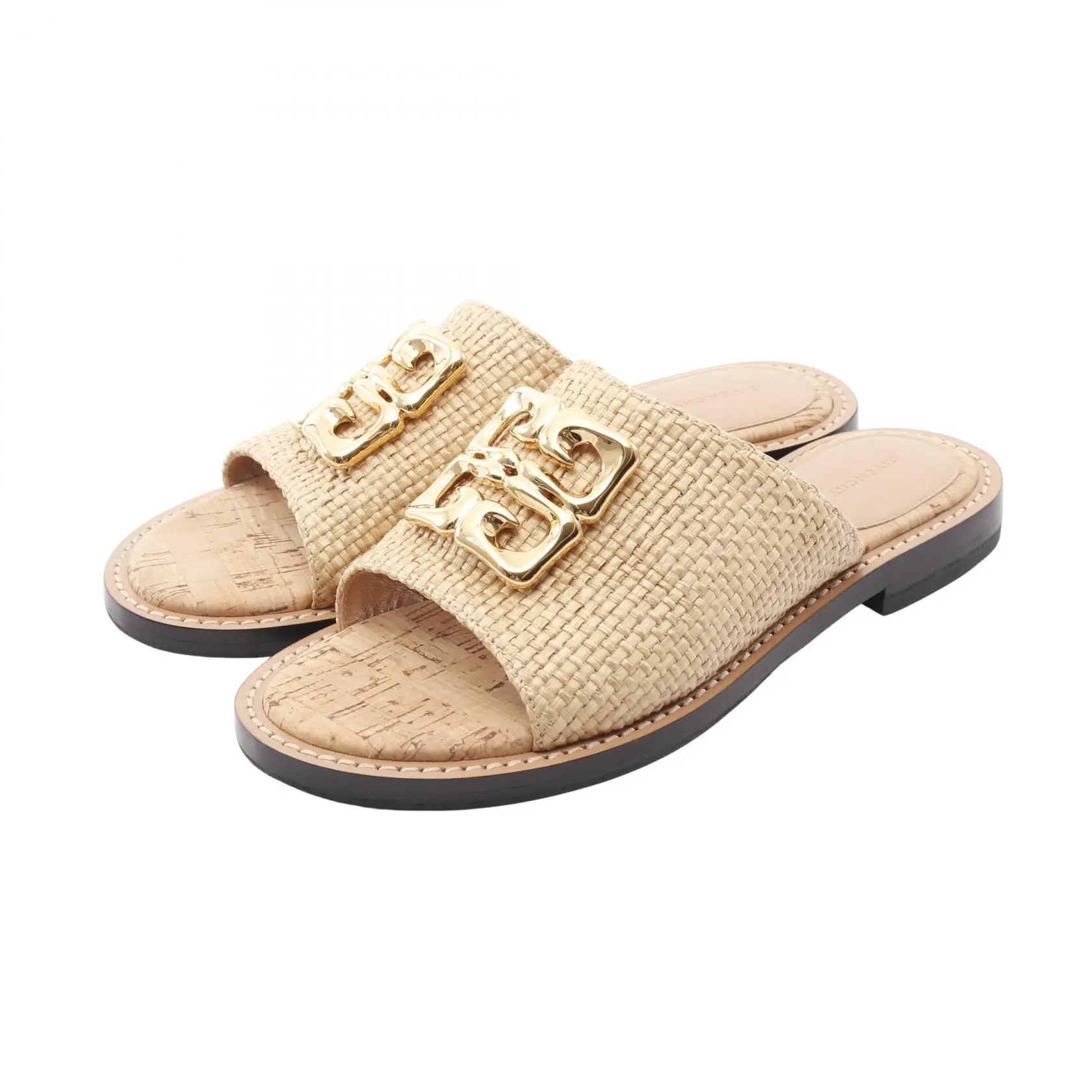 Pre-owned GIVENCHY Straw Small Leather Goods 4G Liquid Raffia Sandals
