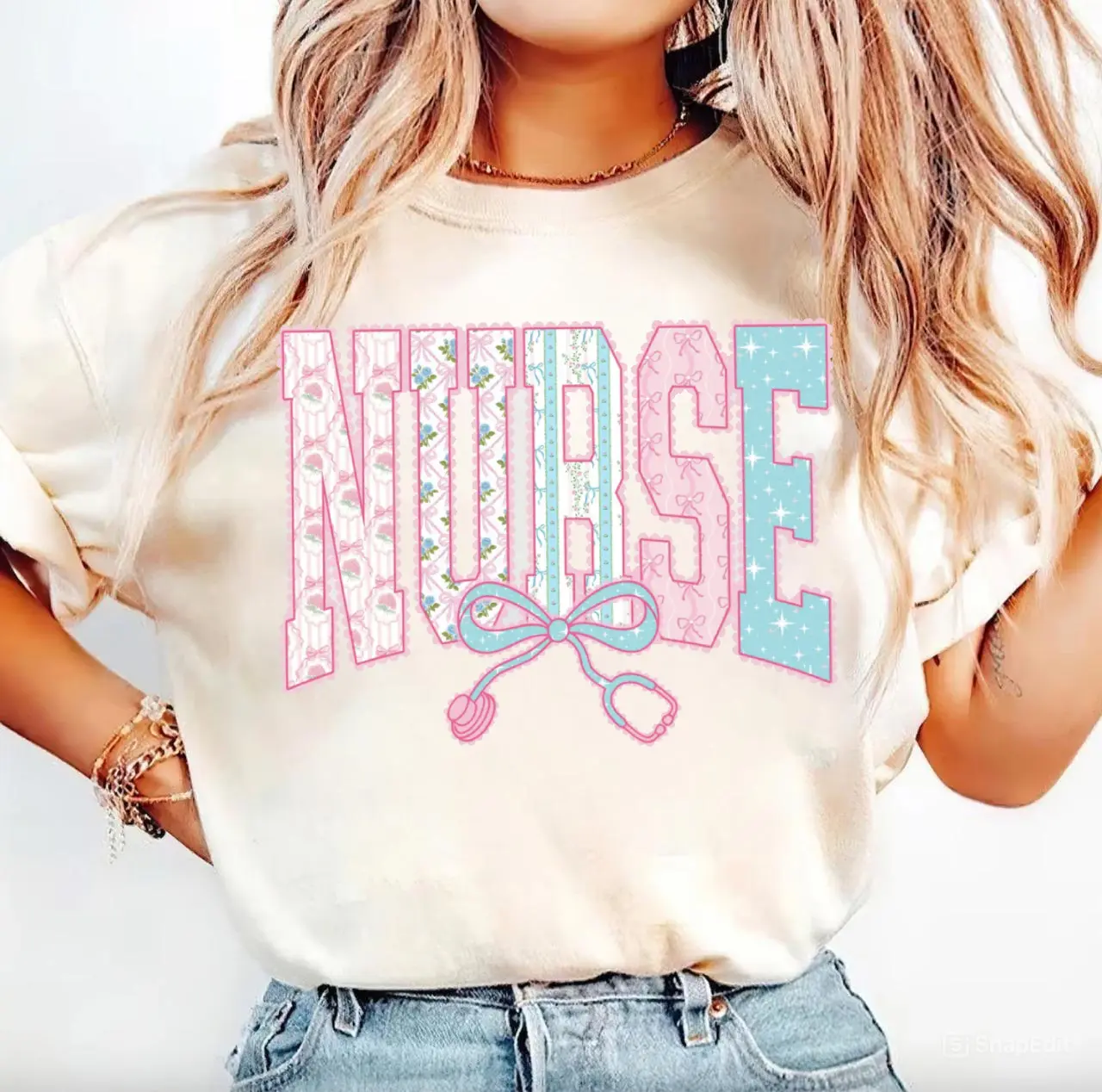 Preppy Nurse Floral Lace Coquette Bow T-Shirt, Grandmillennial Floral Tee, Nicu RN CNA Shirt, Cottagecore Nurse Tee, Nurse Life Tee, Nurse Week Gifts